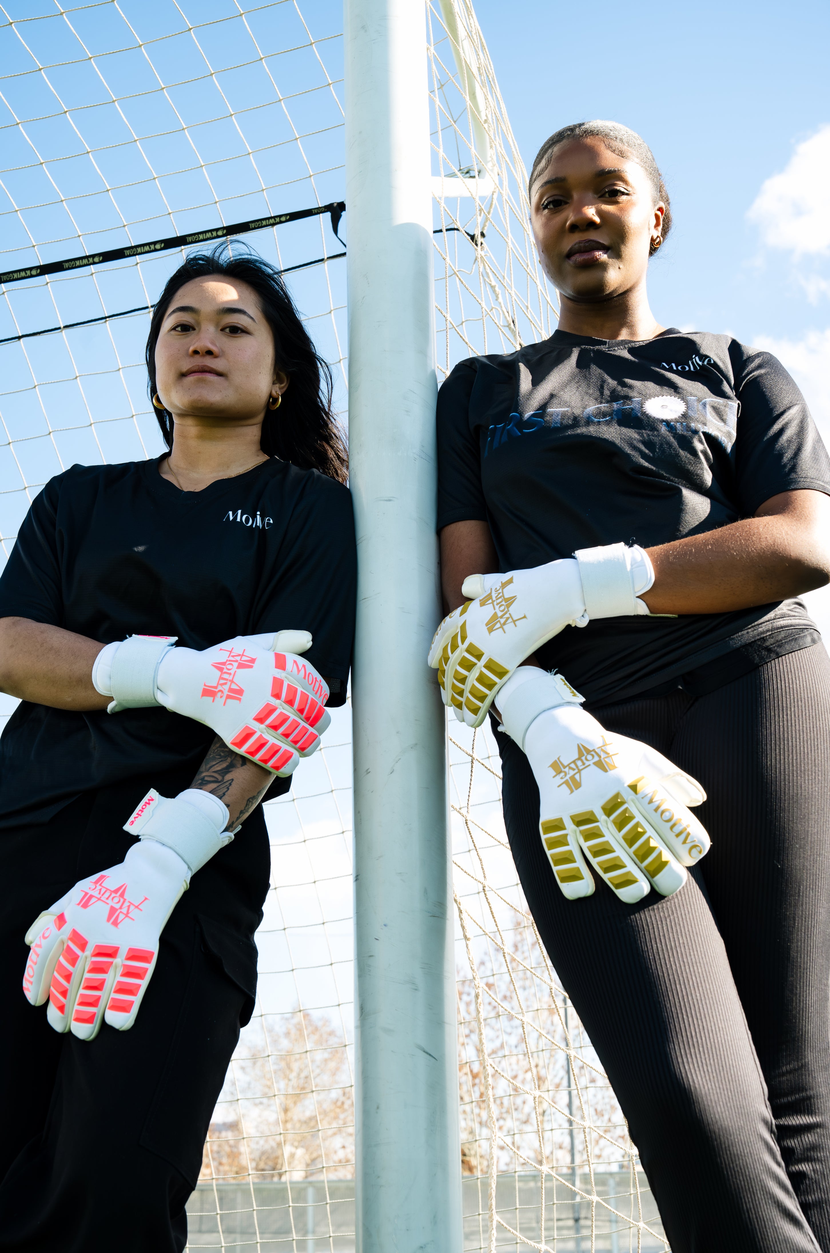 White & Gold Motive Gloves